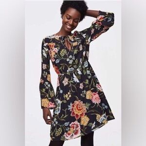 Loft Poppy Bloom Bell Sleeve Dress